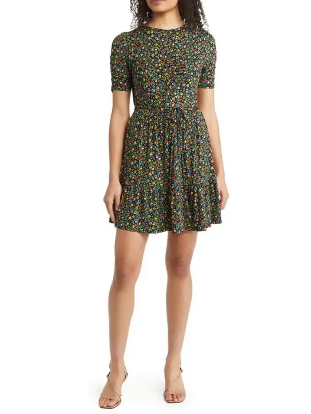 BODEN Short Sleeve Tiered Fit & Flare Minidress